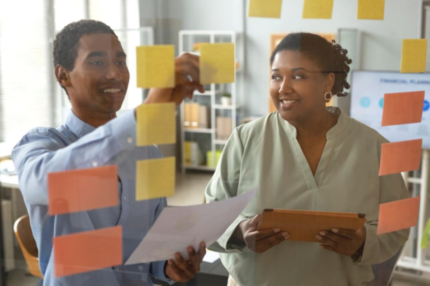 Team collaboration workspace with organized project materials