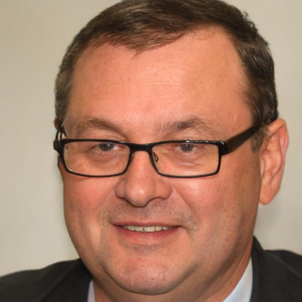 Instructor Damian Holmström with construction site background